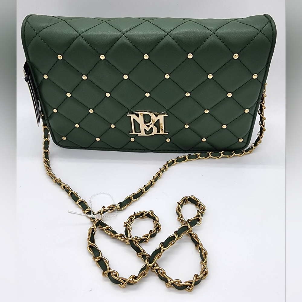 Badgley Mischka Big Diamond Quilted Crossbody w/round studs. NWT.